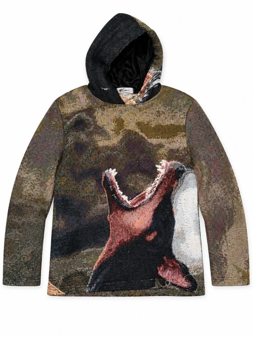 RDM Shark Tapestry Hoodie XS Unisex Grunge Streetwear Woven Graphic